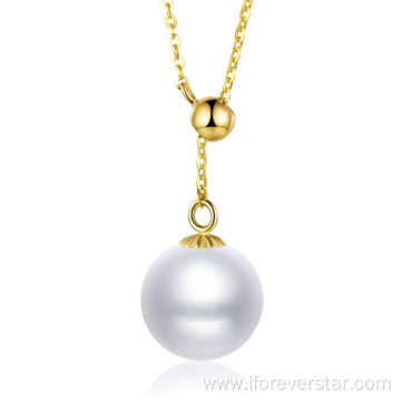 Pearl 18K Solid Gold Necklace Women
